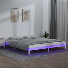 vidaXL Πλαίσιο Κρεβατιού LED Λευκό 180x200 εκ. Super King Size Ξύλο