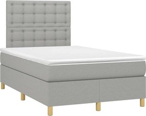 vidaXL Κρεβάτι Boxspring με Στρώμα &amp; LED Αν.Γκρι 120x190εκ. Υφασμάτινο