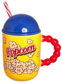Etoile Κεραμική Κούπα Με Καπάκι Και Καλαμάκι 380ml Popcorn DF-743