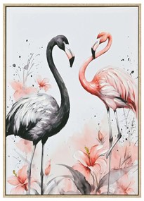 Πίνακας Τοίχου Flamingos με Κορνίζα Μπεζ-Καμβάς Εκτύπωση 52,5x2,8x72,5Yεκ.