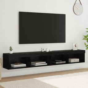 vidaXL Σετ επίπλου τηλεόρασης 2 pcs Μαύρη Οξυά Επεξεργασμένο Ξύλο