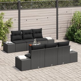 vidaXL Σετ Καναπέ Κήπου 7 pcs Μαύρο 55 x 55 x 37 εκ