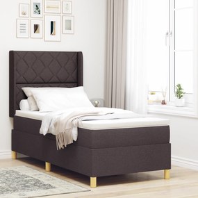 vidaXL Κρεβάτι Box Spring με Στρώμα & LED καφέ 90x200 εκ. Υφασμάτινο