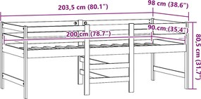 vidaXL Σκελετός Κρεβ. Χωρίς Στρώμα Λευκό 90x200 εκ Μασίφ Πεύκο
