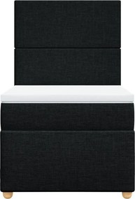 vidaXL Κρεβάτι Boxspring με Στρώμα Μαύρο 90x200 εκ. Υφασμάτινο