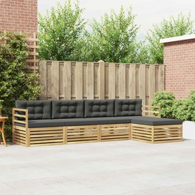 vidaXL Σειρά Καναπέ Εξωτερικού 5 pcs Άσπρο και Ανθρακί Πολυεστέρας