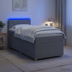 vidaXL Κρεβάτι box spring με στρώμα Ανοιχτό γκρι 100 x 200 cm Ύφασμα