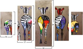 ΠΙΝΑΚΑΣ ΠΕΝΤΑΠΤΥΧΟ MDF COLORFUL ZEBRAS 82Χ56x3 HM7207.03