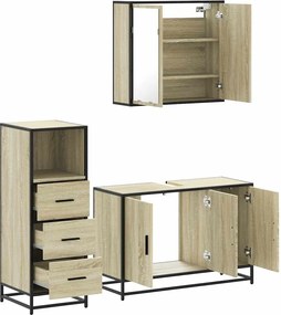 vidaXL Σετ Επίπλων Μπάνιου 3 Τεμαχίων Sonoma Δρυς Επεξεργασμένο Ξύλο