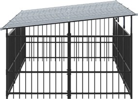 vidaXL Υπαίθριο Κλουβί Σκύλων με Οροφή από Χάλυβα 5,63 μ²