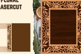 Intra απο ξύλο plywood Χρώμα wenge 3mm-4mm πάχος - Κορνίζα Photo Floral Lasercut Δίασταση 20x25 cm INTRAFABR-104940859