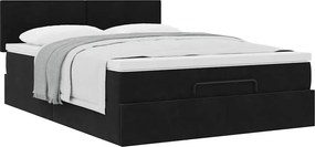 vidaXL Οθωμανικό κρεβάτι με στρώμα Μαύρο 140x190cm Βελούδο