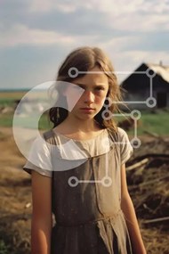 Intra Συλλεκτικό Ξύλινο Παζλ Plywood 4mm - Νεαρό κορίτσι που στέκεται στο ανοιχτό πεδίο Σε Ξύλινο Κουτί - Διαστάσεις Puzzle: 10x10 cm – 25 κομμάτια