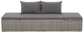 vidaXL Ξαπλώστρα - Κρεβάτι Κήπου Γκρι 195 x 60 εκ. Συνθετικό Ρατάν