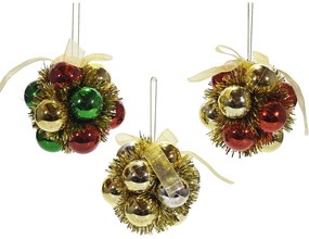 Χριστουγεννιάτικη Μπάλα Κόκκινο/Χρυσό/Πράσινο Φ9cm Σε 3 Σχέδια