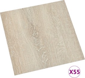 vidaXL Πλάκες Δαπέδου Μπεζ 5,11 τ.μ. 55 τμχ. PVC