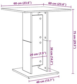 Τραπέζι Bistro Γκρι Σκυροδέματος 60 x 60 x 75 εκ. Επεξ. Ξύλο - Γκρι