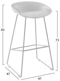 Σκαμπό μπαρ NAILA Μεταλλικό με Κάθισμα PP Λευκό 47x47x83 εκ. 2αδα 47x47x83 εκ.