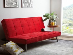 Καναπές κρεβάτι Berwyn 477, Λειτουργία ύπνου, Κόκκινο, 168x88x75cm, Πόδια: Μέταλλο,Ευκάλυπτος