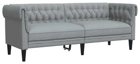 vidaXL Καναπές Τριθέσιος Chesterfield Ανοιχτό Γκρι Υφασμάτινος