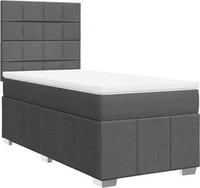 vidaXL Κρεβάτι Boxspring με Στρώμα Σκούρο Γκρι 90x190 εκ. Υφασμάτινο