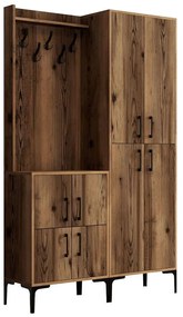 Έπιπλο Εισόδου Berlin 845HCT4204 120x35x200cm Walnut Μοριοσανίδα, Μέταλλο