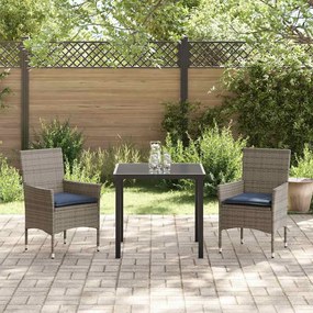 vidaXL Σετ τραπεζιού και καρέκλας 3 pcs Γκρι και Navy Blue Ράτα PE