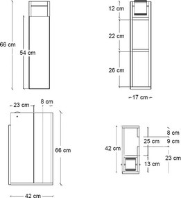 Ντουλάπι μπάνιου Paper Megapap χρώμα λευκό 17x42x66εκ.