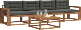 vidaXL Σειρά Καναπέ Εξωτερικού με μαξιλάρι 5 pcs Φυσικό και Ανθρακί