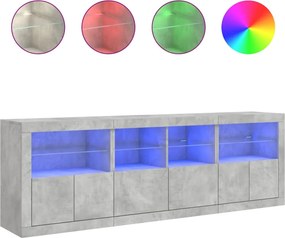 vidaXL Ντουλάπι με LED Γκρι Σκυροδέματος 202x37x67 εκ.