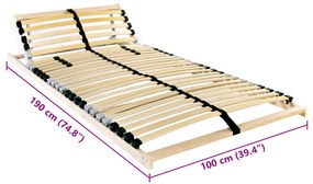 vidaXL Στιβαρό Κρεβάτι με Σλάντα Καφέ 100 x 190 cm Στερεό Ξύλο Μηλιάς