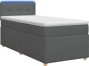 vidaXL Κρεβάτι box spring με στρώμα Σκούρο Γκρι 80 x 200 cm Ύφασμα