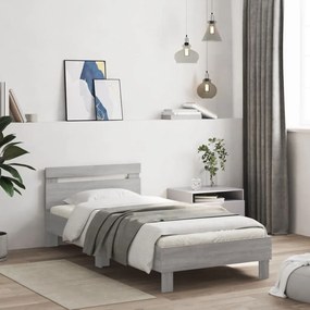 vidaXL Πλαίσιο Κρεβατιού με Κεφαλάρι Γκρι Sonoma 100x200εκ. Επεξ. Ξύλο