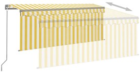 vidaXL Τέντα Συρόμενη Χειροκίνητη Σκίαστρο&LED Κίτρινο/Λευκό 3 x 2,5 μ