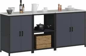 vidaXL Σετ Αποθήκευσης Κουζίνας HATTEM 3 pcs Ανθρακί