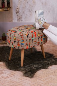 Stewehome πολυλειτουργικό άνετο οβάλ πουφ με πόδια από γιούργκεν 35x55x2 cm
