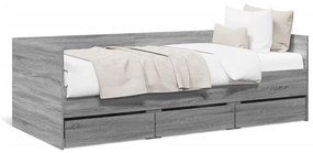 vidaXL Καναπές-Κρεβάτι με Συρτάρια Γκρι Sonoma 90x190 εκ. Επεξ. Ξύλο