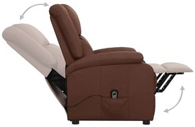 vidaXL Πολυθρόνα Μασάζ με Ανύψωση Γυαλ. Καφέ Συνθ. Δέρμα