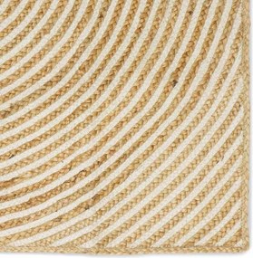 vidaXL Χαλί Φυσικό και Λευκό 120 x 120 cm Γιούτα