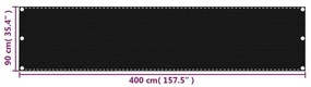 Διαχωριστικό Βεράντας Μαύρο 90 x 400 εκ. από HDPE - Μαύρο