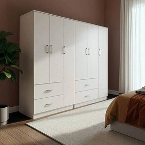 Ντουλάπα εξάφυλλη Athos pakoworld λευκή 180x42x180εκ