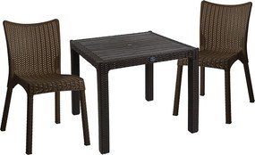 Τραπεζαρία Explore-Confident pakoworld σετ 3τεμ PP καφέ 90x90x73,5εκ