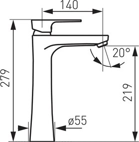 Ferro Algeo BAG2L - Μπαταρία επιτραπέζιου νιπτήρα χρωμέ