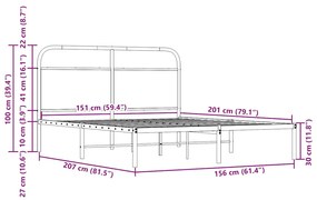 Πλαίσιο Κρεβατιού Χωρ. Στρώμα Καφέ Δρυς 150x200εκ. Επ. Ξύλο - Καφέ
