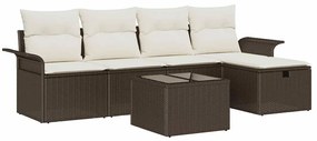 vidaXL Σετ Καναπέ Κήπου με μαξιλάρι 6 pcs Καφέ Πολυ ράταν