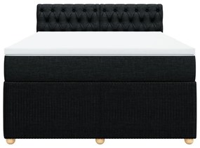 vidaXL Κρεβάτι Boxspring με Στρώμα Μαύρο 140x190 εκ. Υφασμάτινο