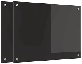 vidaXL Πίσω Πάνελ Κουζίνας 2 pcs Μαύρο 70 x 50 cm σκληρυμένο γυαλί