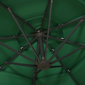vidaXL Ομπρέλα Κήπου 4 Επιπέδων Πράσινη 3 x 3 μ. με Ιστό Αλουμινίου