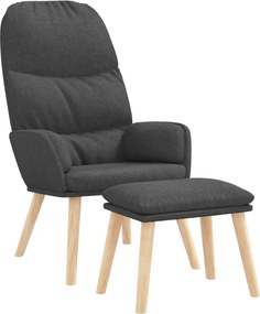 vidaXL Πολυθρόνα Relax Σκούρο Γκρι Υφασμάτινη με Σκαμπό