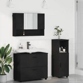 vidaXL Σετ Επίπλων Μπάνιου με συρτάρι 3 pcs Μαύρο 76,5 x 35 x 64 εκ
